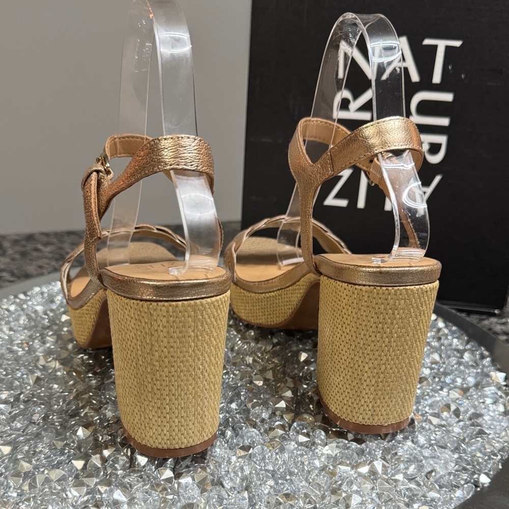 Naturalizer Pandora leather soft Metallic Gold and Platform Heels NEW 7.5 - Picture 9 of 15